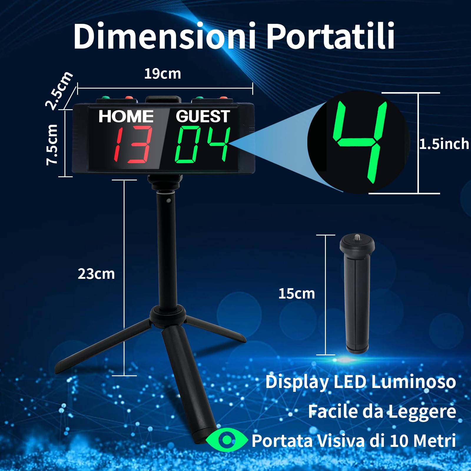 Tabellone Segnapunti Elettronico Portatile, Tabellone Segnapunti Alimentato a Batteria con Supporto, Timer con Pulsanti, Tabellone Segnapunti Digitale con Telecomando, Segnapunti per Cornhole