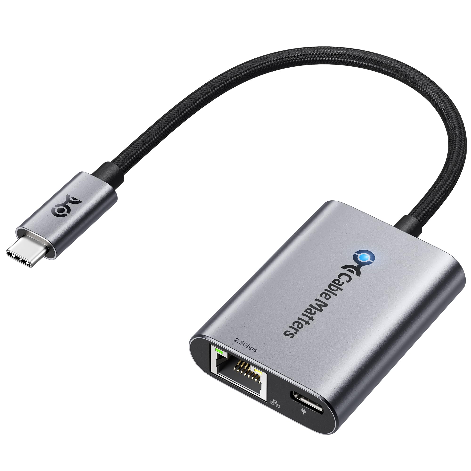 Cable Matters USB C to 2.5Gb Ethernet Adapter with 140W Charging, 2.5 Gigabit Network Speed, USB C to Ethernet Adapter Compatible with USB4,