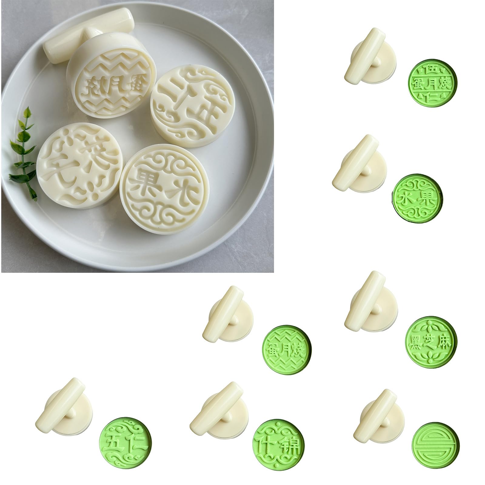 MidAutumn Festival Moon Cakes Maker Bakings Tool Chinese Character Moon Cakes Molds Hand Press Mold Plungers Pastries Tools
