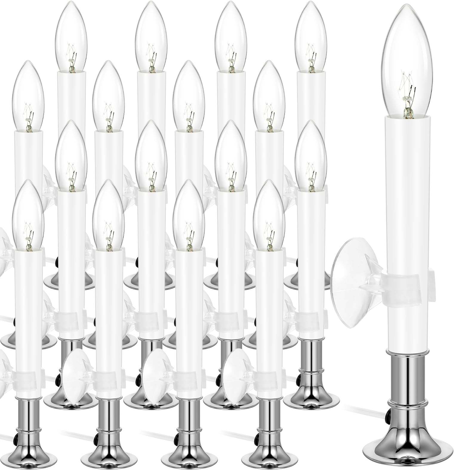 Geelin 16 Pcs Christmas Window Candles with Sensor Dusk to