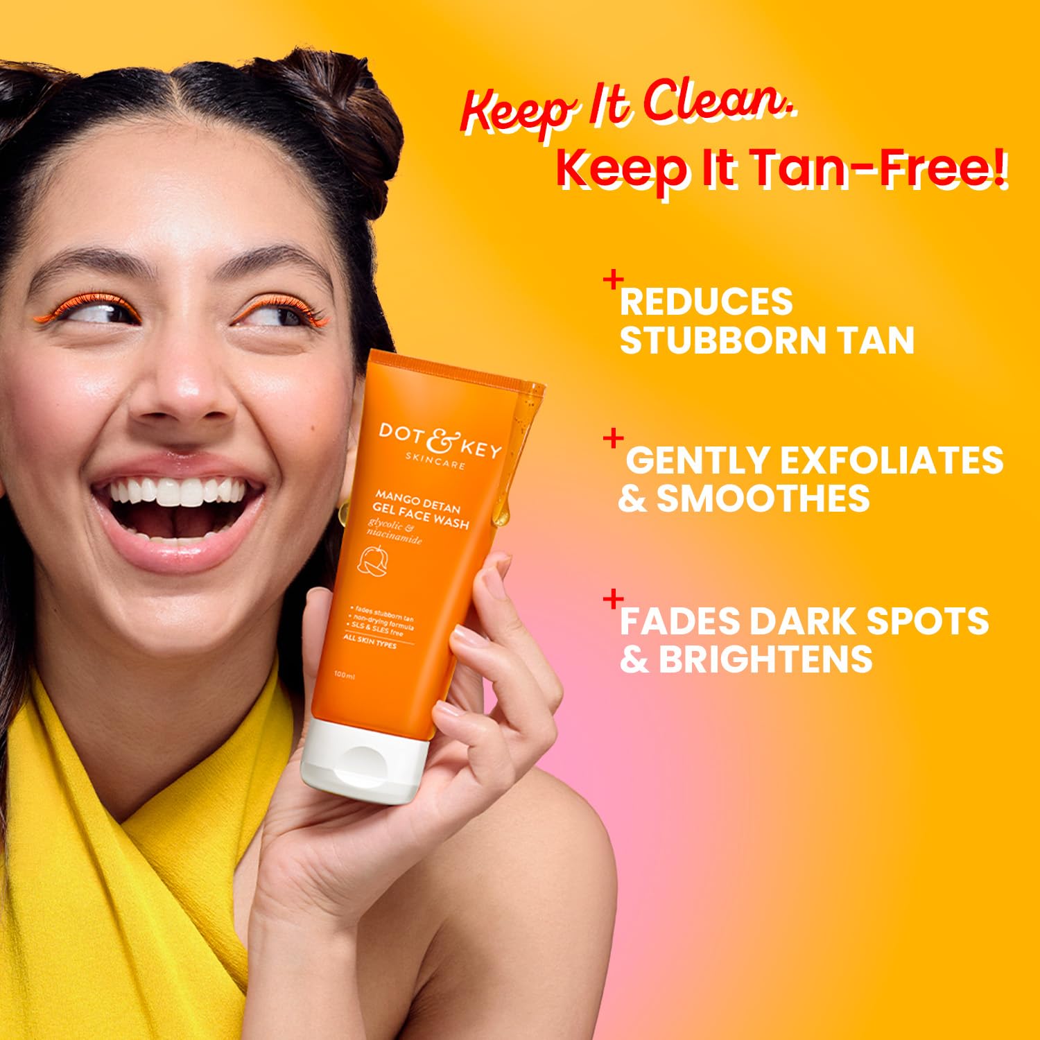 Dot & Key Mango Detan Gel Face Wash | Gently Cleanses Skin From Dirt & Oil | Fades Stubborn Tan | For All Skin Types | 100ml 2