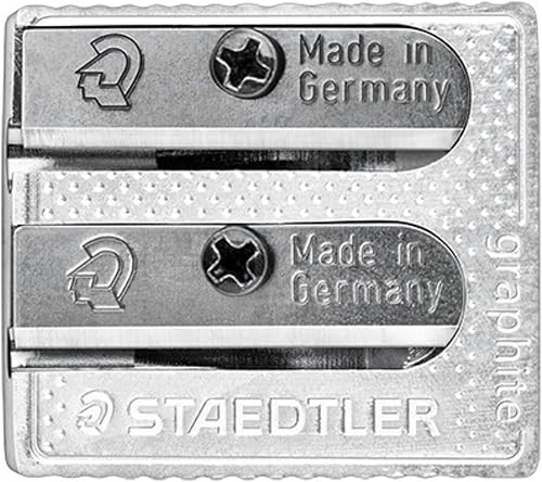 Miniatura 4 de STAEDTLER Sacapuntas de metal de doble agujero, ángulos de precisión de 23° y 30° para lápices estándar y de colores, diseño de hoja de 3 puntos