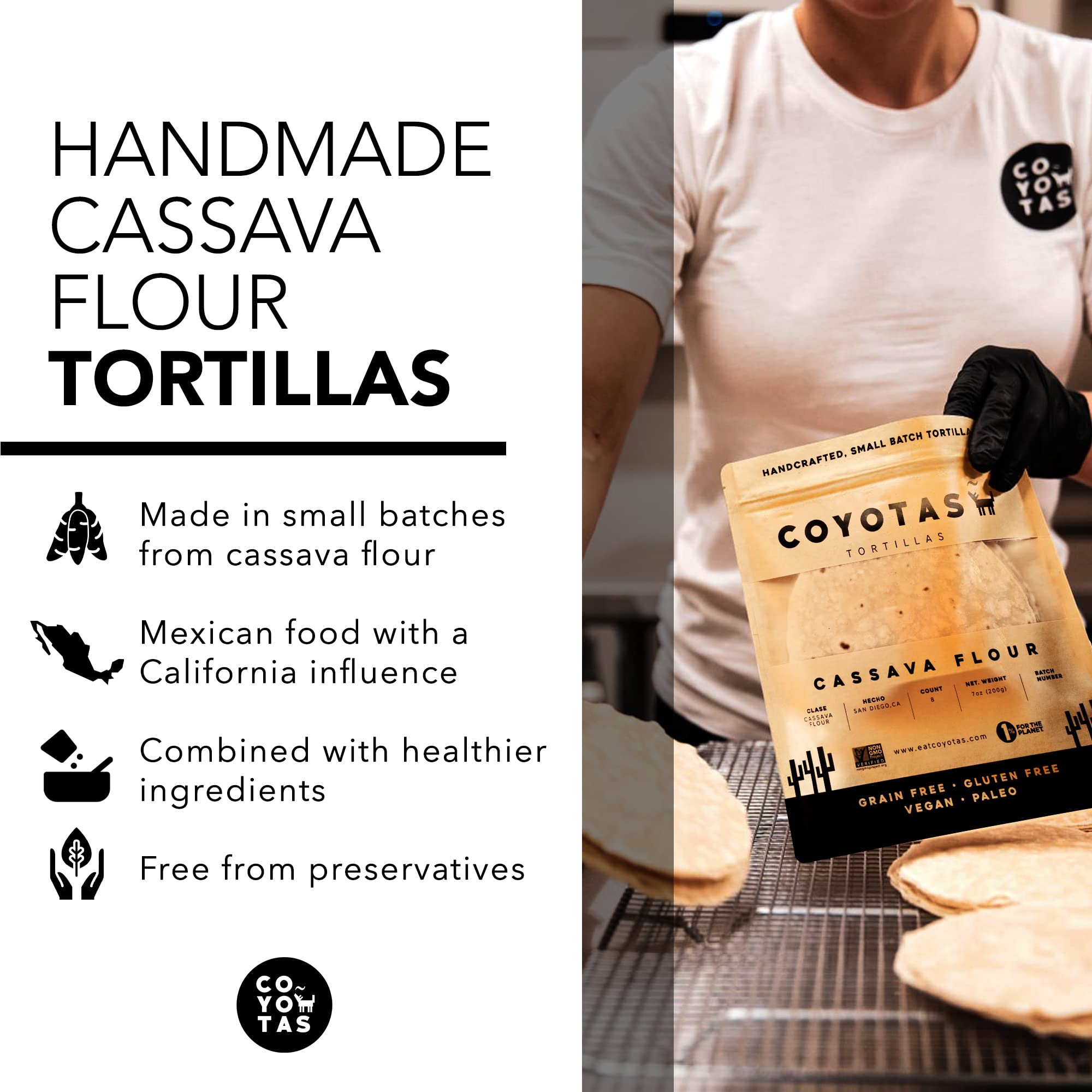Buy COYOTAS Handmade Cassava Flour Tortillas, GlutenandGrainFree