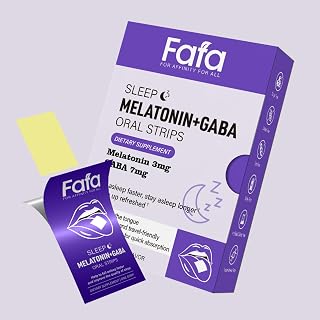 FAFA. Melatonin 3mg & GABA 7mg Oral Strips Sleep Aid - Fast Dissolving Sublingual, Travel Friendly, Mango Flavor