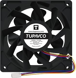 Cooling Miner Fan 6500RPM (200CFM) 120mm/4in (12V/4pin) for GPU Mining Rig or Replacement for ASIC Miners - Keeps Airflow and Equipment at Low-Temperature and Stable Performance - Tupavco TP1509
