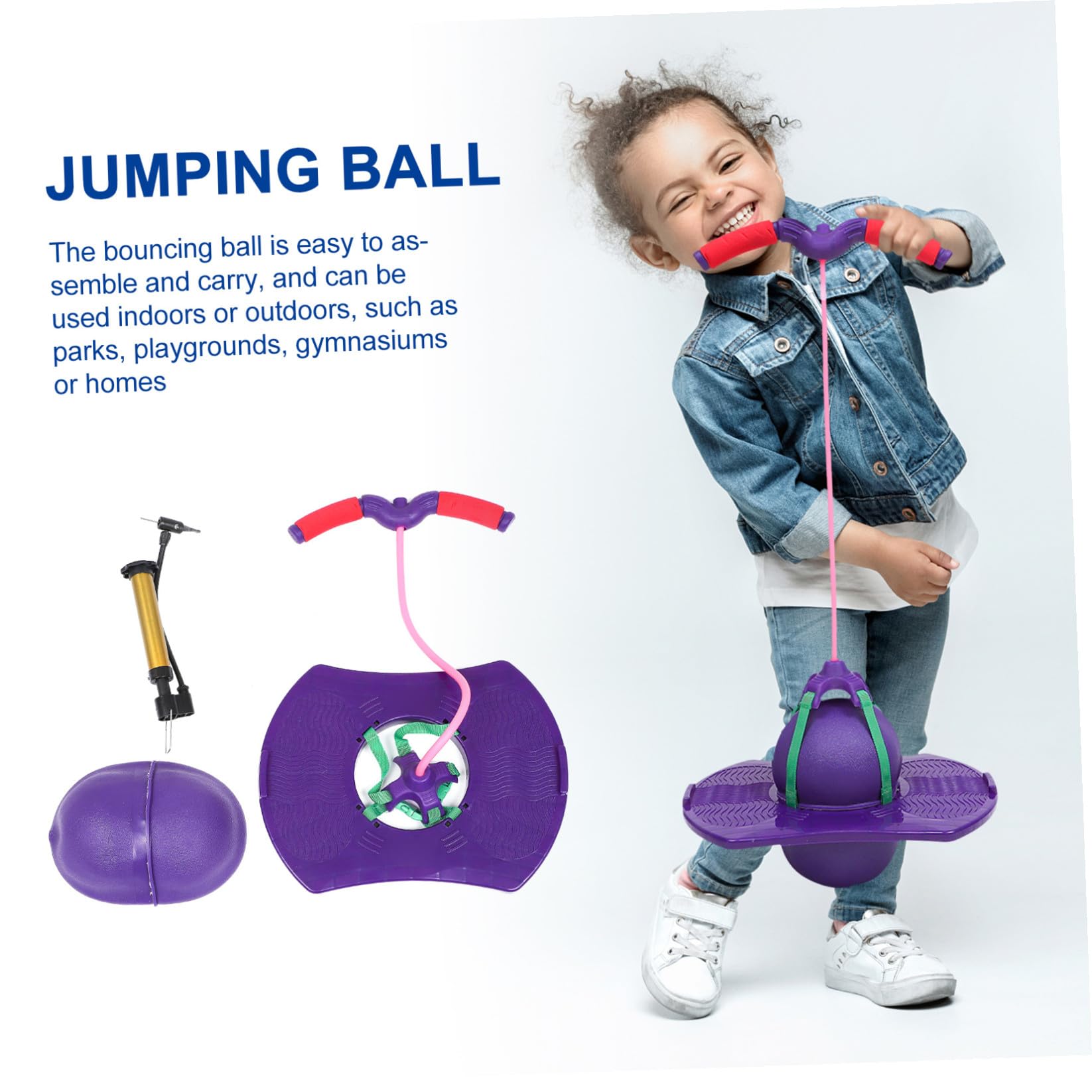 Hüpfball für Kinder mit Rutschfester PVC Oberfläche und Pedalfläche Outdoor Spielzeug mit Rillen Design Belastbar bis 100 Kg für Drinnen und Draußen Zufällige Farbe