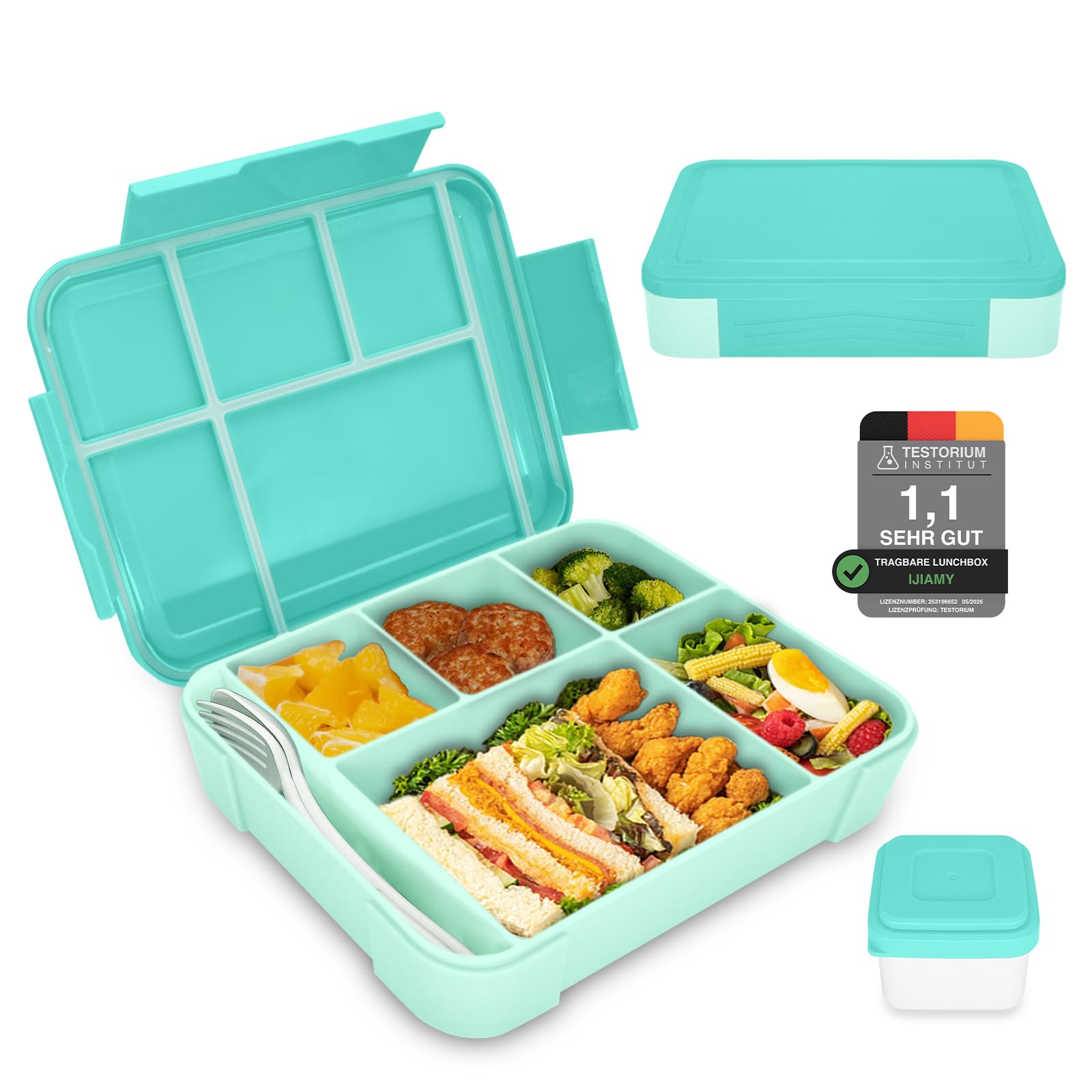 IJIAMY Brotdose Kinder mit Fächern, Bento Box Kinder, Auslaufsicher Lunchbox Kinder, Brotbox für Mädchen & Jungen, Snackbox, Perfekt für Schule, Kindergarten & Ausflüge