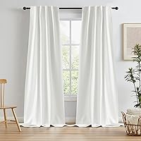 Vista 36 de Keqiaosuocai - 2 paneles de cortinas completamente opacas, de lino, con pestaña trasera, estilo rústico de granja, para sala de estar o casa