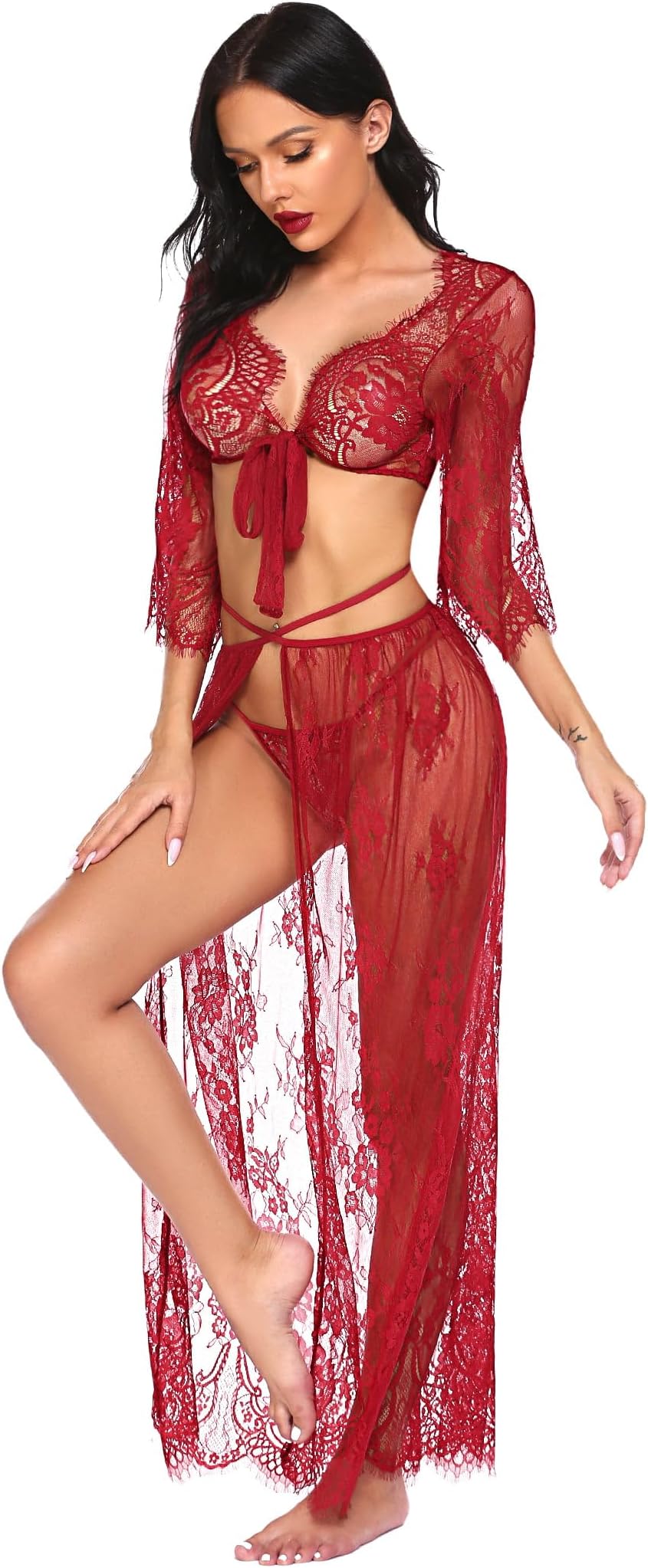GuSo Shopee Women Girl Sexy Net Croptop Non Wired Top with Skirt Midi Hot Panty Babydoll for Women | Everyday, Special Occasion Regular Full Coverage Ladies Top, Skirt and Panty Lingerie Set