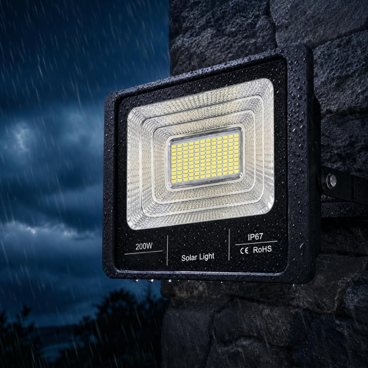 Faretto LED Solare Esterno con Pannello Solare | Luce Bianca 6500KTelecomando con Timer 4H/8H, Energia Solare, Uso Esterno, Pannello Incluso