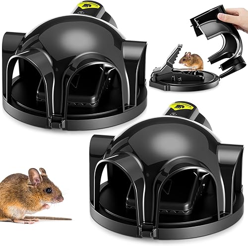 2 trampas para ratas y ardillas que evitan disparos accidentales con 4 trampas cubiertas túneles para matar humanamente, reutilizables, control de
