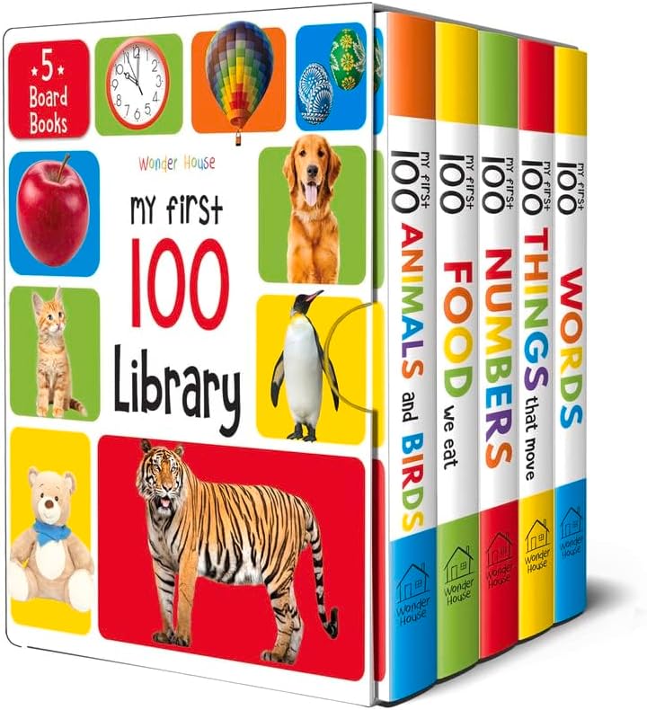 My First 100 Library: Boxset of 5 Early Learning Board Books for Kids/Children (Homeschool | Preschool | Baby/Toddler)