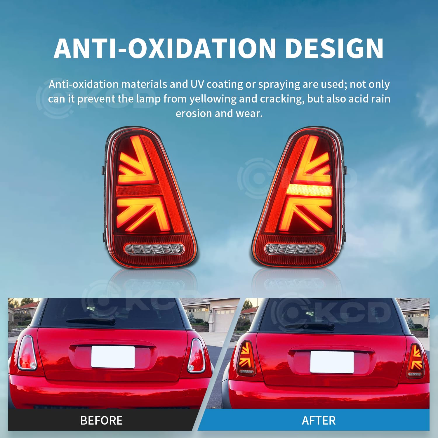 LED Conjunto de luces traseras aptas para Mini Hatchback Convertible R50 R52 R53 2001-2007, luz trasera con luz de circulación diurna y señal de giro secuencial