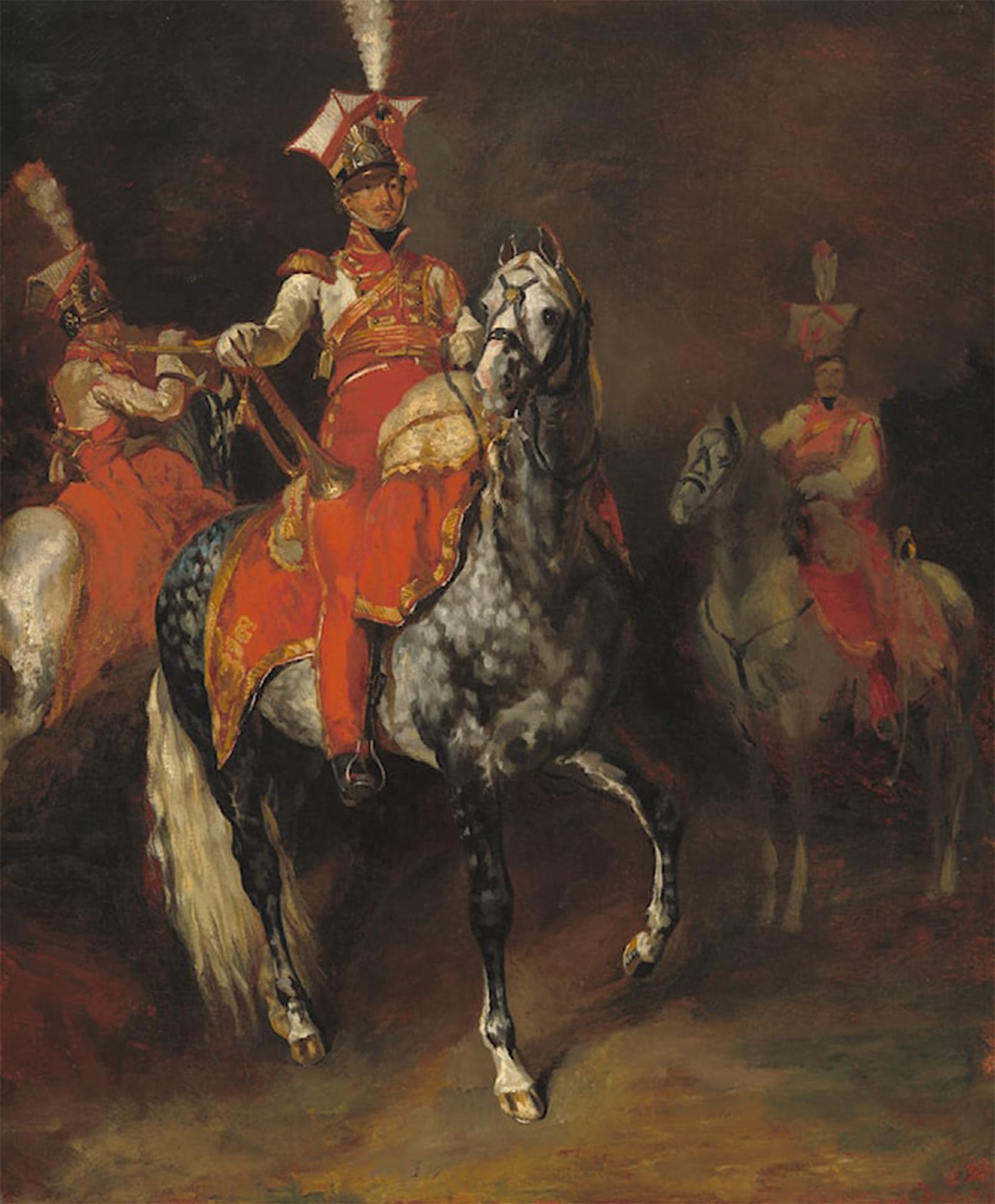 RZHRHJES Retro Picture Portrait Oil Painting Modern Wall Artwork Mounted Trumpeters of Napoleon's Imperial Guard by Theodore Gericault Canvas Poster for Home Decor 60x90cm