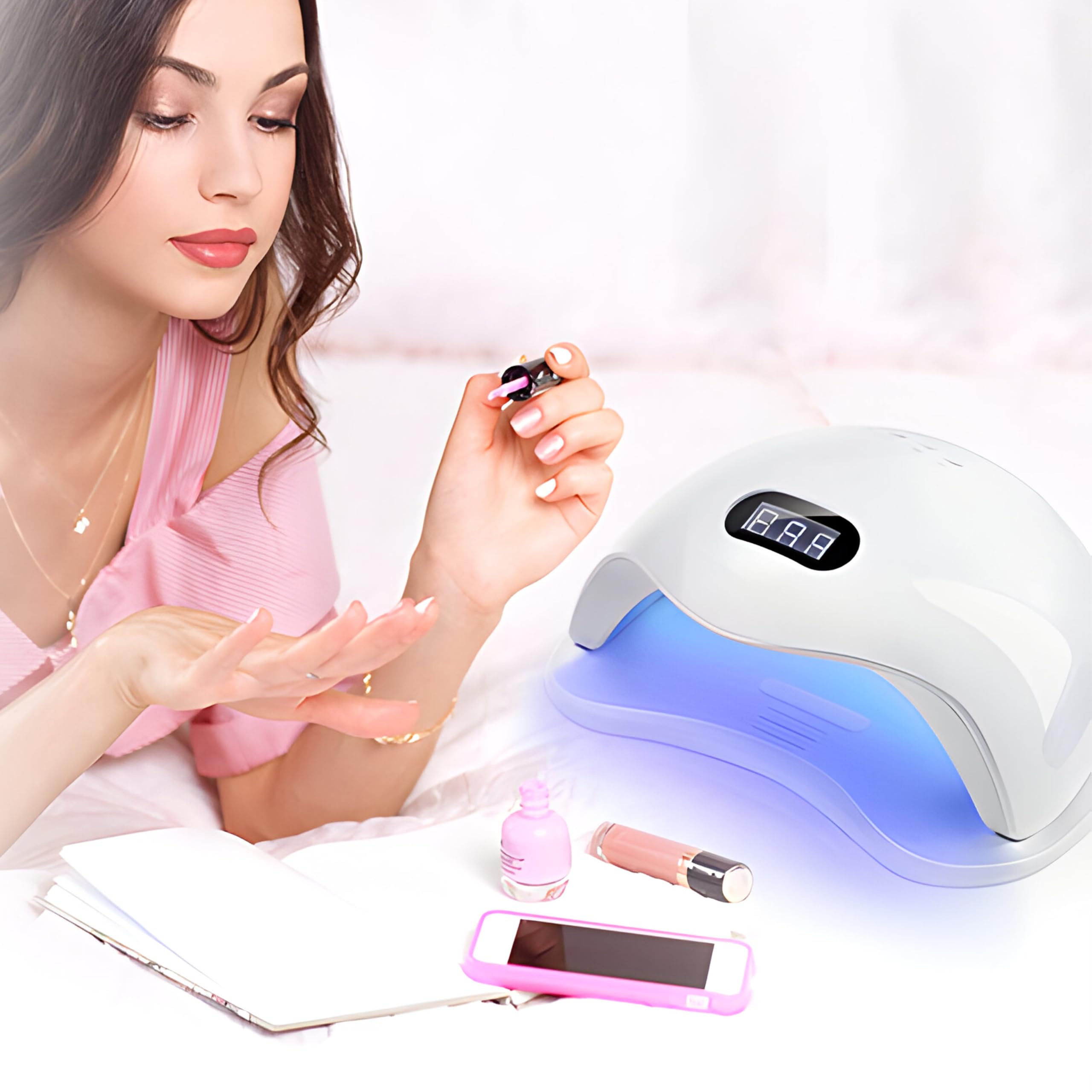 Retoo Lampe UV Ongles Gel 48W Professionnel Lampe UV LED Sèche Ongles Rapide avec 4 Minuteries Séchoirs à ongles et lampes UV Écran LCD pour Vernis à ongles Gels à la Maison et au Salon Blanc