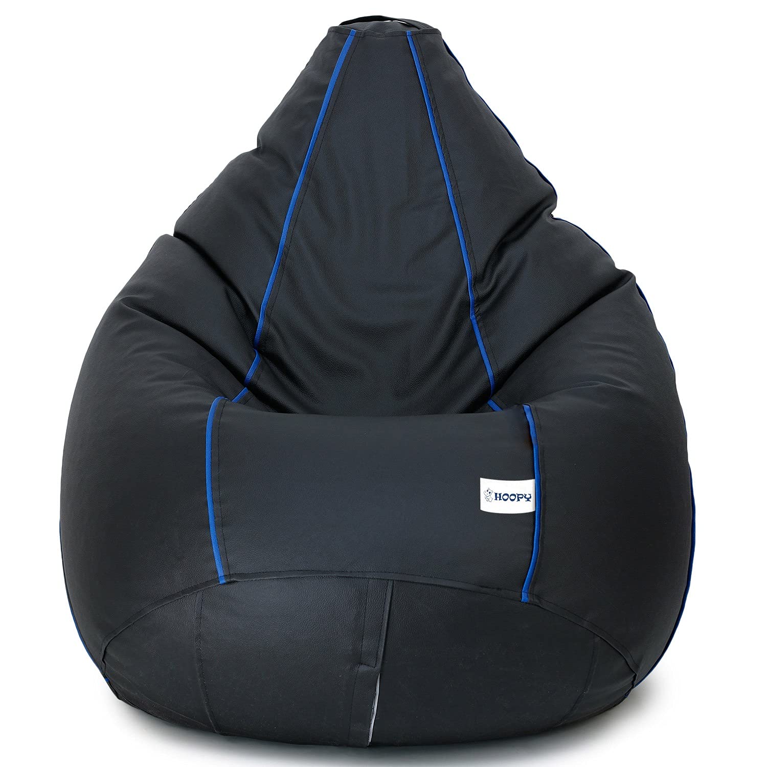 Hoopy Classic Bean Bag Cover Without Beans (XXXL, Black with Royal Blue Piping) | Ideal for Office and Home Use | Premium Fabric & Craftsmanship-image-40