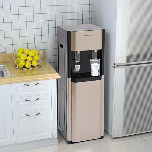 Miniatura 7 de Dispensador de agua de carga inferior para botella de 5 galones, dispensador de enfriador de agua calientefría para el hogar, la oficina (dorado)