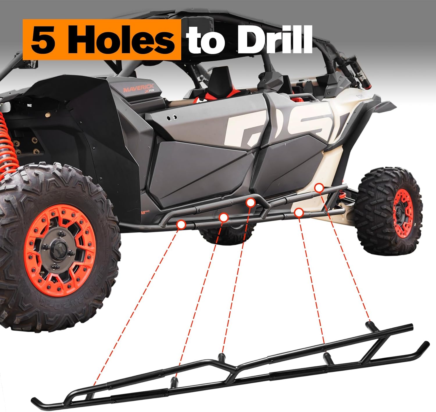 HAKA TOUGH Rock Sliders Nerf Bars for Can Am Maverick X3 Max Accessories 2017-2024, Heavy Duty Steel Side Step Tree Kicker for Maverick X3 Max, Combined Side Bumper,Replace OEM#715003730, 715003888