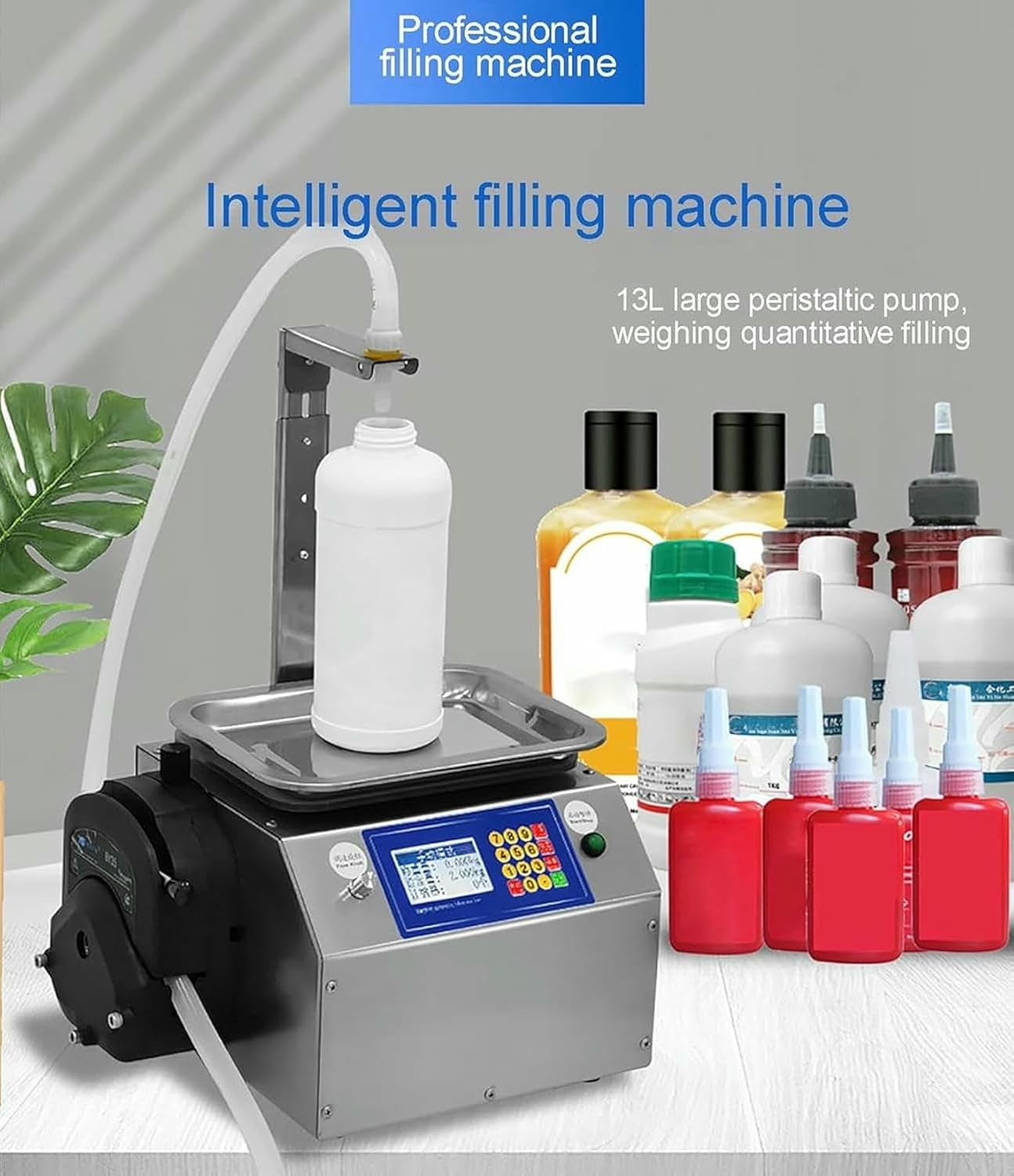 10g-8kg Liquid Filling Machine, 13L/MIN, for Cosmetic Water, Wine, Makeup Remover, Peristaltic Pump, Digital Bottle Filler, Automatic Bottling Equipment~/
