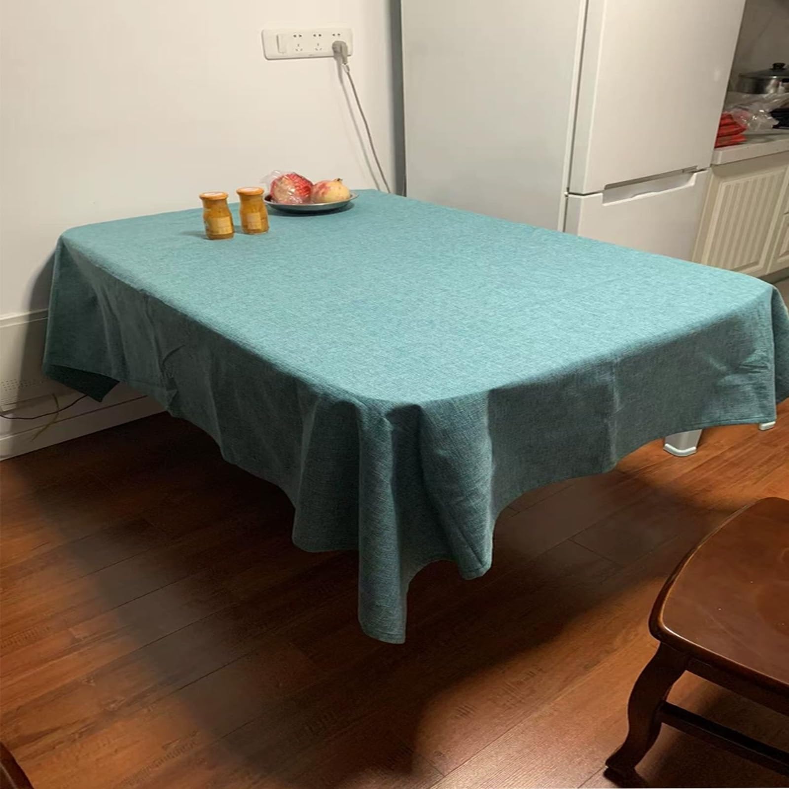Nappe Rustique en Lin, Infroissable, Lavable en Machine IdéAle pour La Cuisine, La Salle à Manger, Les Tables De FêTe, Les RéCeptions(Green,140x200cm)