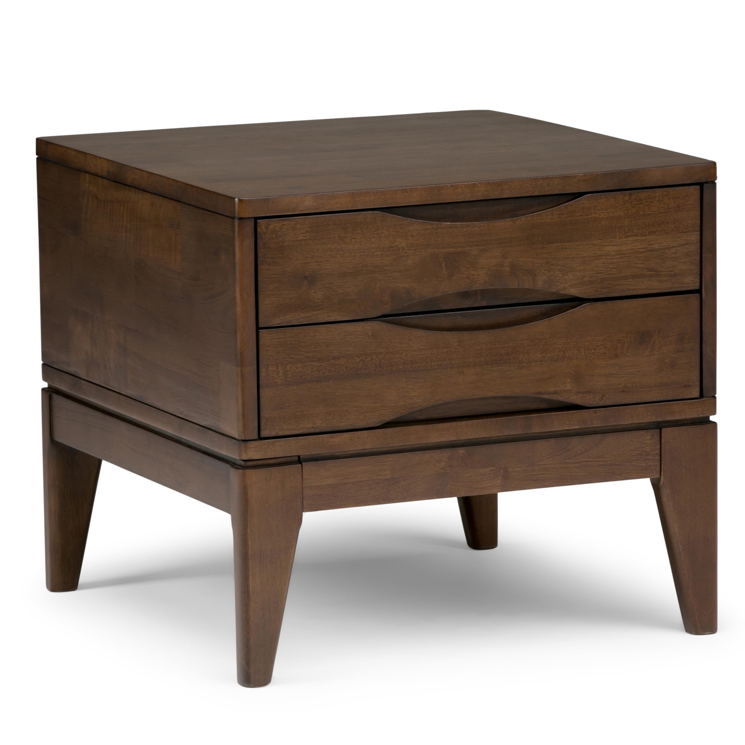 SIMPLIHOME Harper SOLID HARDWOOD 22 inch Wide Square Mid Century Modern End Side Table in Walnut Brown for the Living Room and Bedroom