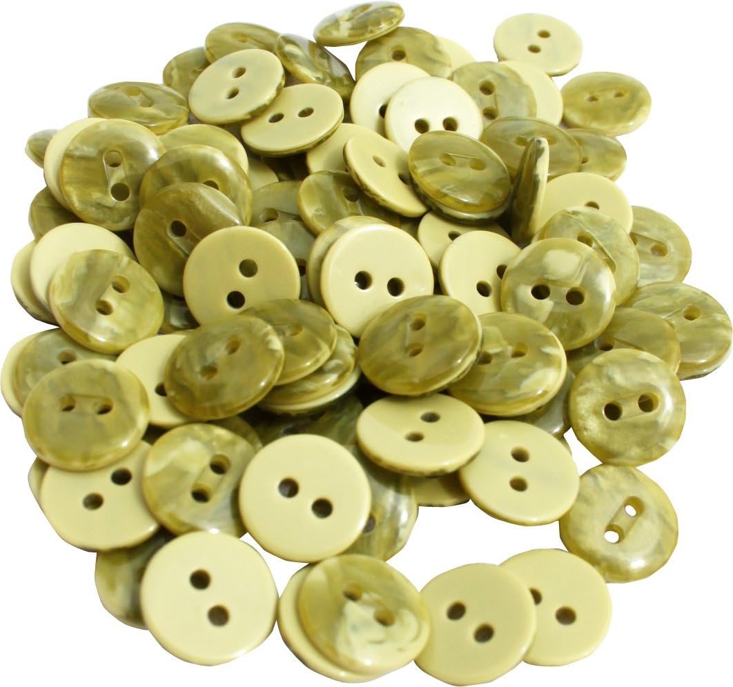 RaanPahMuang Full Funk Plastic Shirt Buttons 11 Millimeter Diameter x 100pcs Bulk Lot, Sap Green