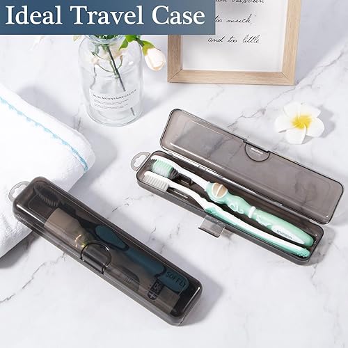 Miniatura 9 de Paquete de 2 fundas de viaje para cepillos de dientes, color negro transparente, soporte de plástico para cepillos de dientes, contenedor