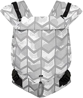 Hoppediz Primeo Babytrage für Neugeborene – Ergonomische Babytrage aus 100% kbA Baumwolle – Bauchtrage, Hüfttrage & Rückentrage – Einfache Babytrage ab Geburt (Amsterdam stone)