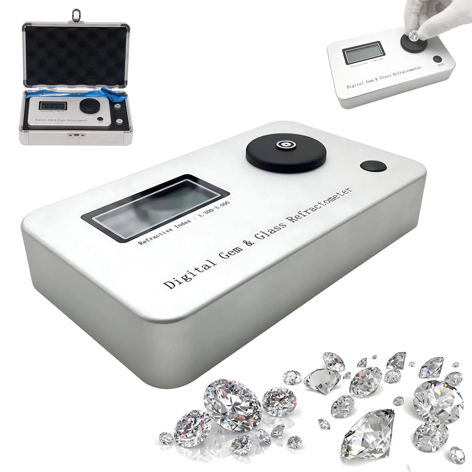 Réfractomètre numérique pour pierres précieuses, outil de test de précision avec indice de réfraction de 0,001, pour les bijoutiers novices et experts testant diamants, jade, cristaux et toutes les