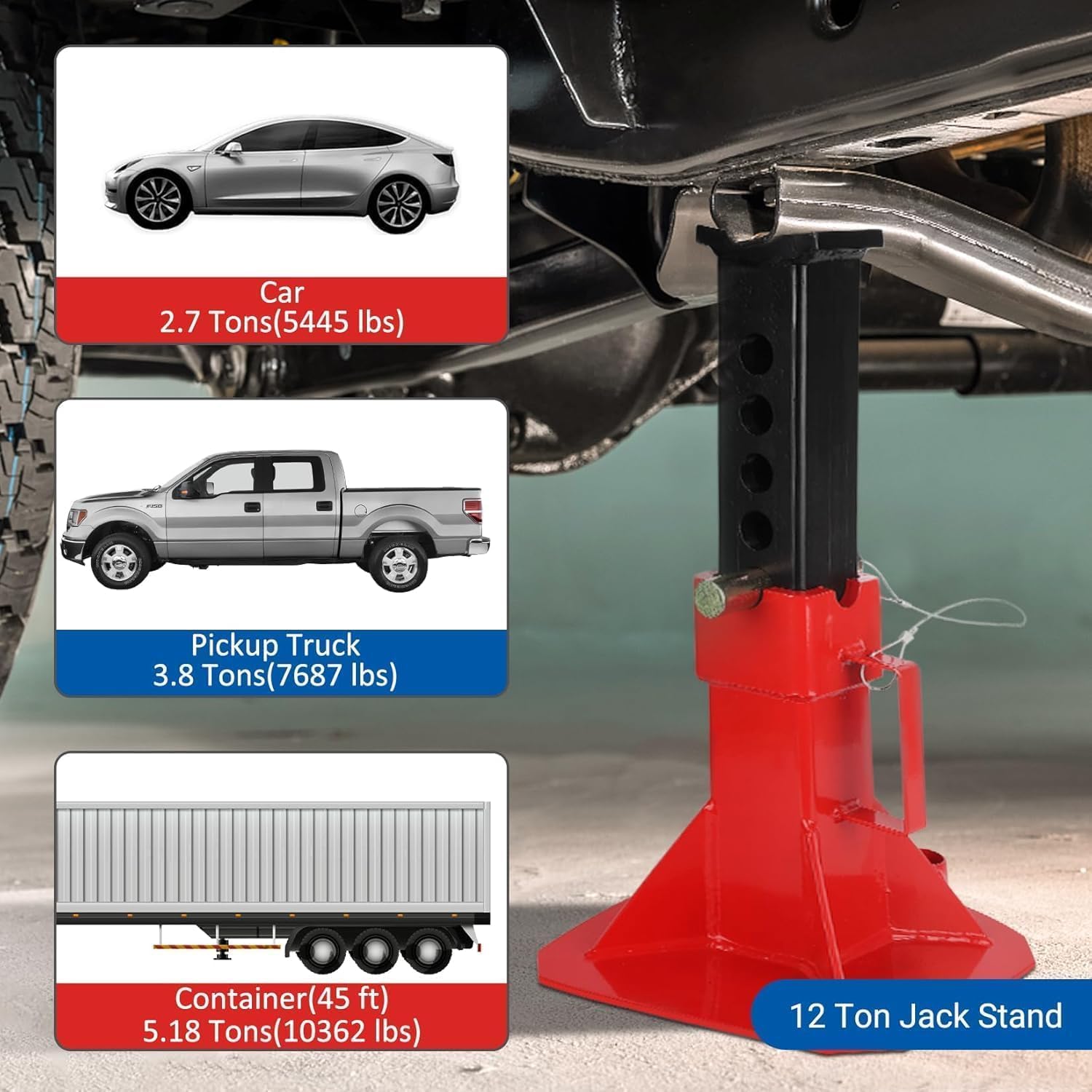 Heavy-Duty Pipe Jack Stand Adjustable Height 28-52 Inch, Folding Steel Work Stand 2500 Lb Capacity, V Head Pipe Rack for Truck, Automotive Tools, Welding & Construction Projects
