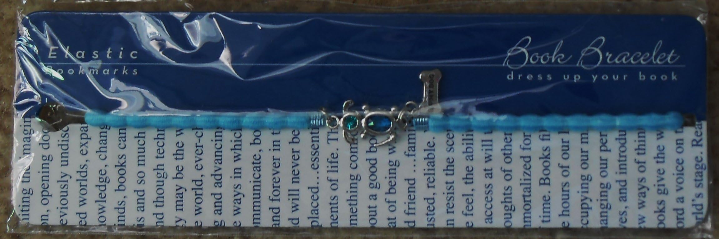 Antioch Publishing Book Bracelet - Elastic Bookmark - Blue with Dog Character and tag with "I heart My Dog"