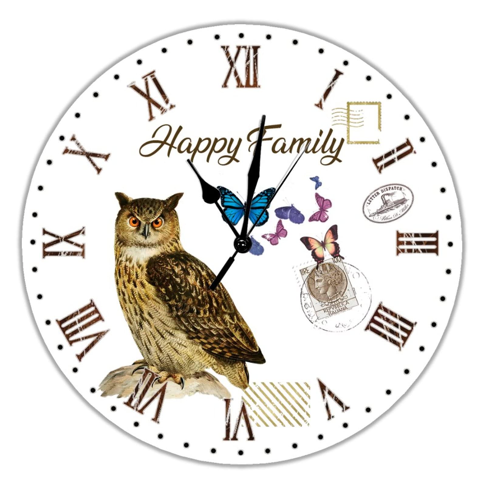 10 Inch Decorative Wall Clock – Butterfly Art Print, Silent Non-Ticking Movement, Battery Operated (AA, Not Included)