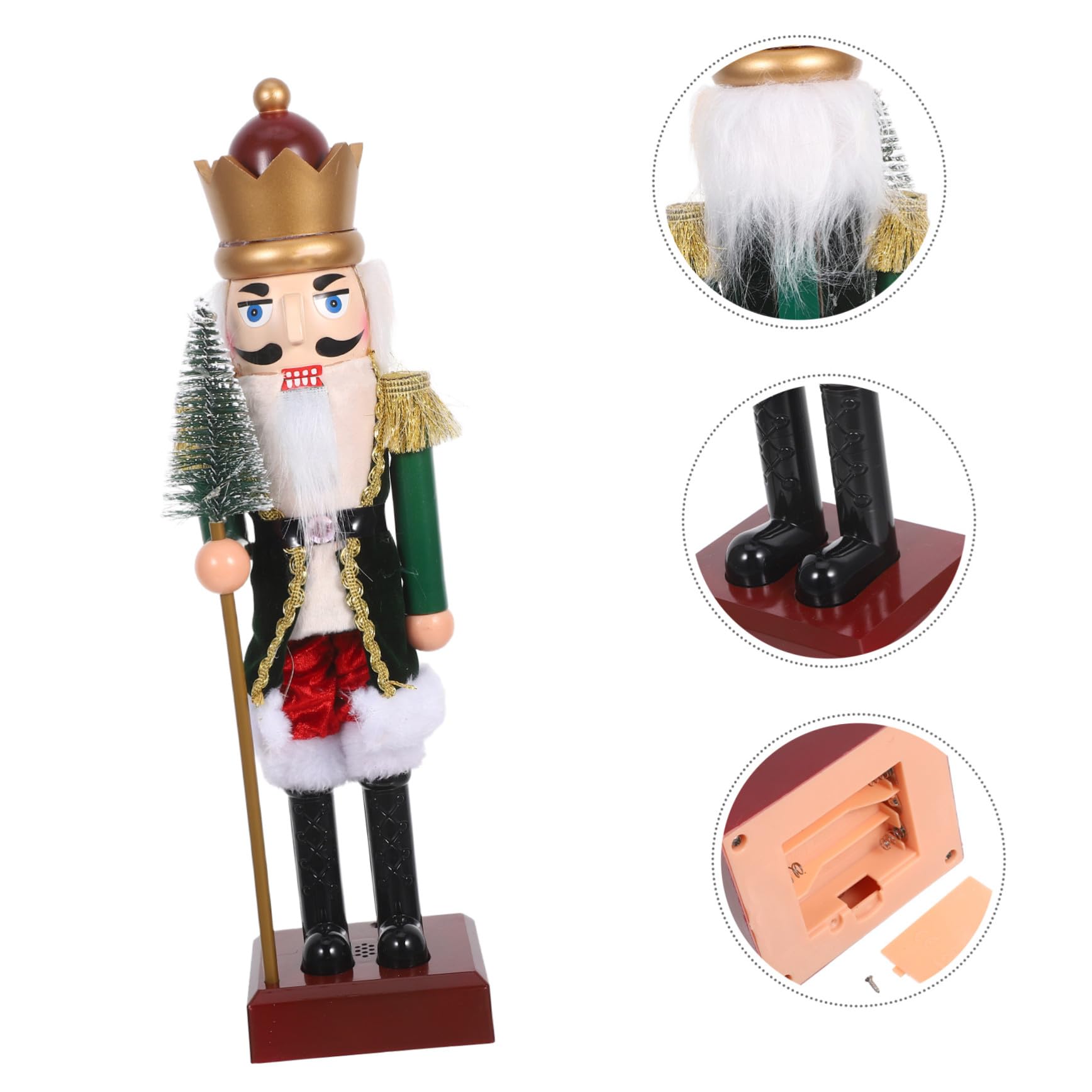 VICASKY Nussknacker-Soldat-Figur mit Musik und Led-Beleuchtung Festliche Tischdekoration Weihnachtspuppenmodell aus Kunststoff für Sammler und Heimdekoration