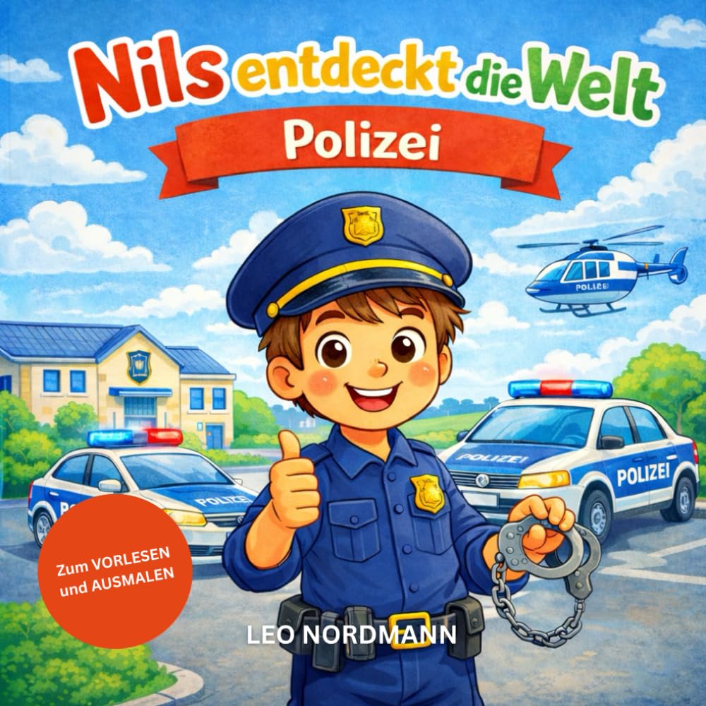 Polizei Malbuch für Kinder von 3 - 7 Jahren - mit kurzen Vorlesetexten: Nils entdeckt die Welt - Vorlesen & Malen (Nils entdeckt die Welt: Spannende Berufe)
