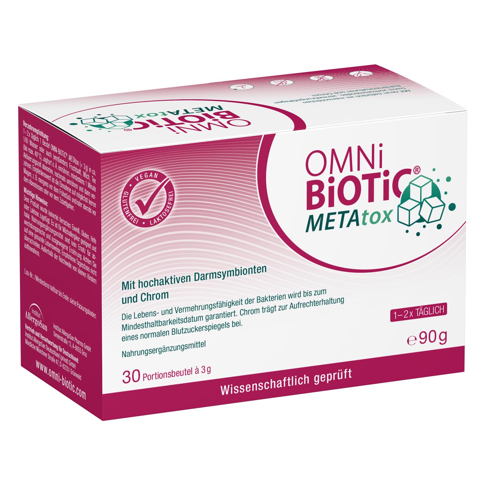 OMNi BiOTiC METAtox | Mit hochaktiven Darmsymbionten und Chrom | 30 Portionen | 15 Mrd. Keime pro Tagesdosis | Pulver | Vegan | Laktosefrei | Zur täglichen Anwendung