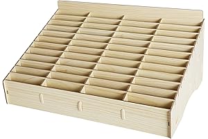HengTianMei 48-Grid Wooden Cell Phone Organizer Storage Box