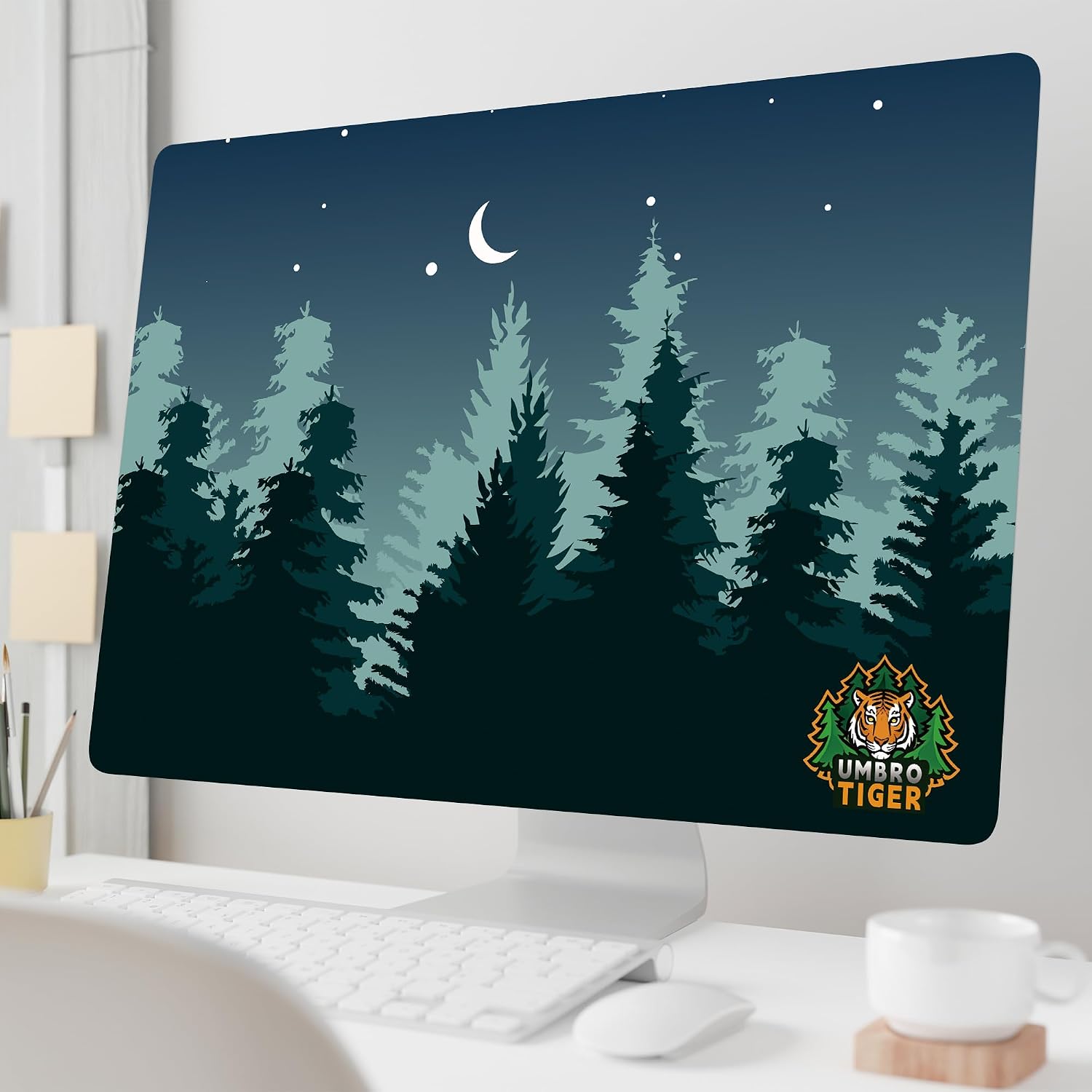 32-inch monitor dust cover, elastic polyester sunshade, 31" 32" 33" 34" computer screen cover, LCD/LED/HD panel protective film (Dark Night Forest, 31-34 inches)