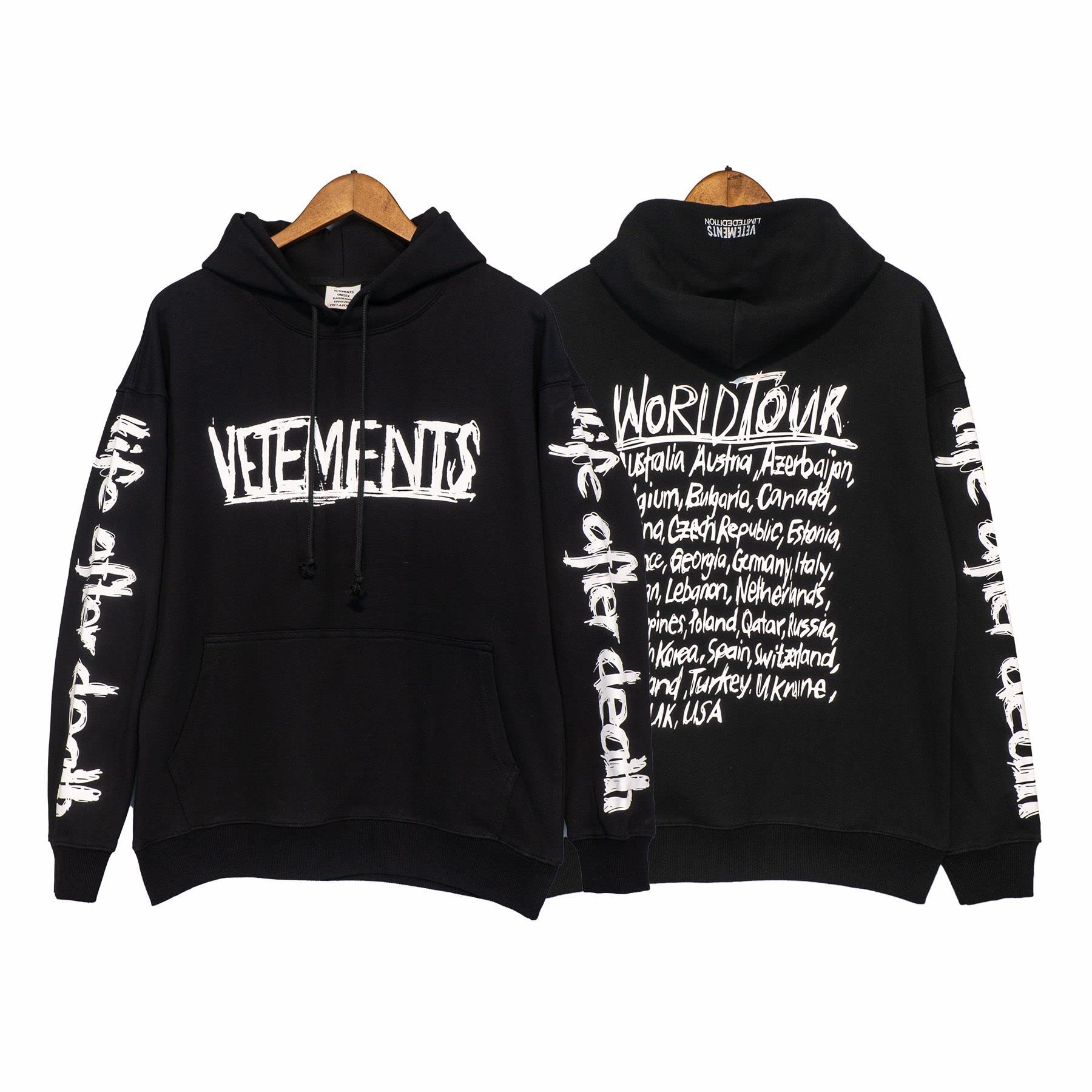 JNTTIQ Vetements Mens Hoodies Fashion Letter Graphic Print Hooded Sweatshirt Women Casual Loose Hood