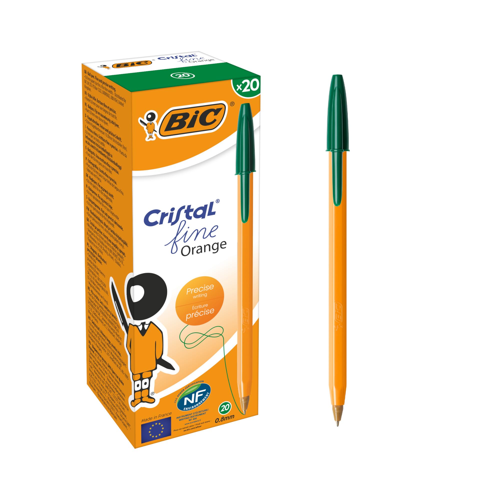 Bic Orange Fine Ballpoint Pen Green (20 Pack)