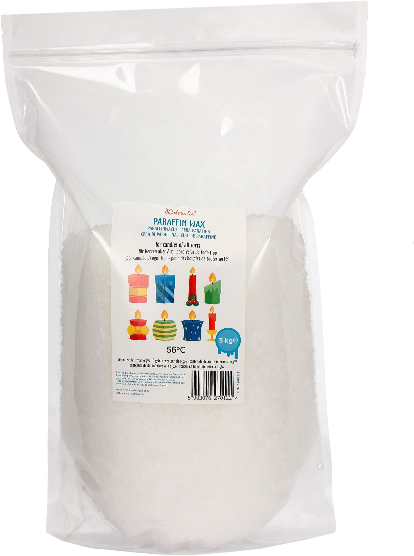 Paraffin Wax pellets for Candles by Materialix - Various Sizes - 3kg