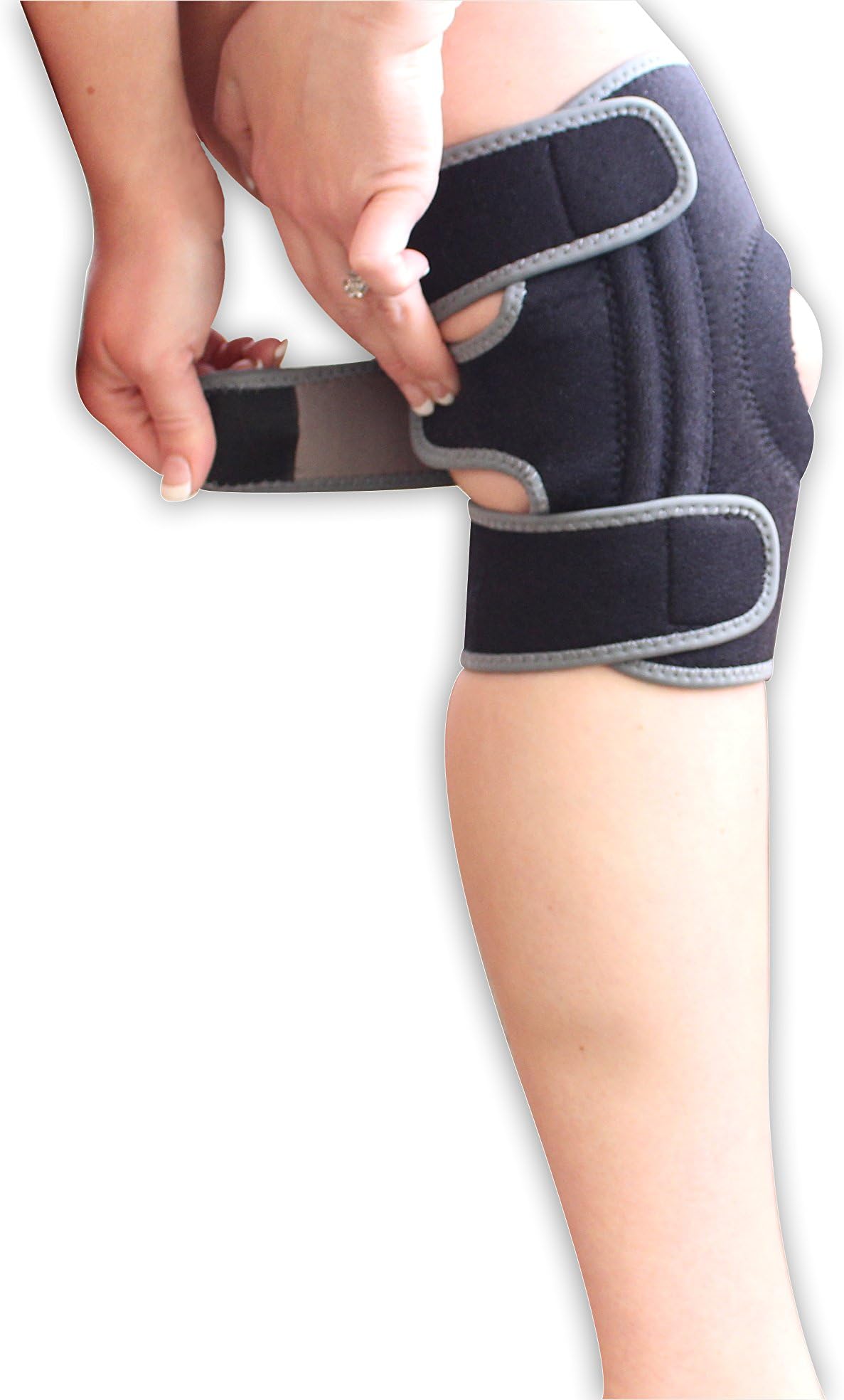 TheraKnee Support Brace - Adjustable Breathable Neoprene Knee Support Brace - Open Patella Stabilizer - Designed Knee Injuries Such as ACL, MCL, Meniscus, Patella Tendon, Arthritis - Large Size