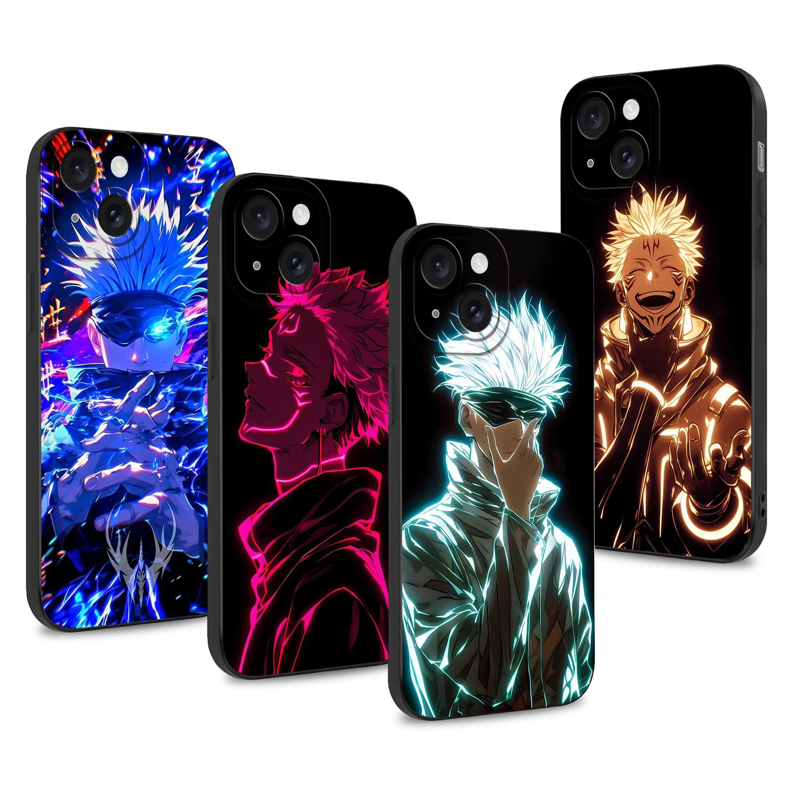 LunarDrift 4 Confezioni Anime Custodia per Xiaomi Redmi Note 13 Pro 5G/Poco X6 6.67, Manga Gojo Satoru Itadori Yuji Disegno Protezione Cover Case Flessibile Antiurto Cartone Animato TPU, Nero1