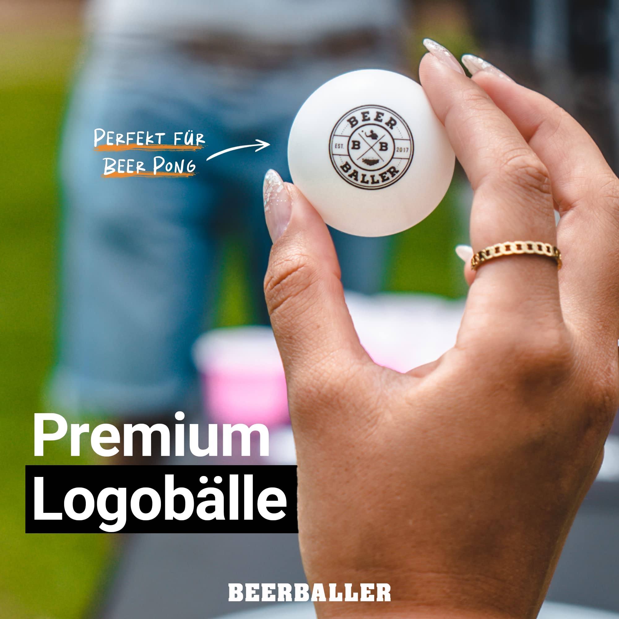BeerBaller® Unbreakable Cups - 22 Hartplastik Beer Pong Becher & 3 Bälle | Aus recyceltem Plastik! | Mehrweg Bierpong Becher | spülmaschinenfest | 473ml/16oz - Red Cups | Made in Germany
