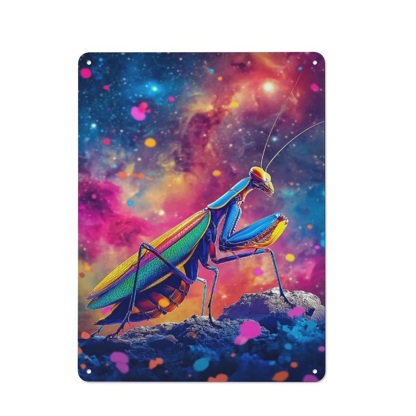 Junmoney Galactic Praying Mantis 40X30cm Rustic Tin Sign With For Dining Room Or Kitchen, A Decorative Metal Sign For Kitchens And Dining Spaces