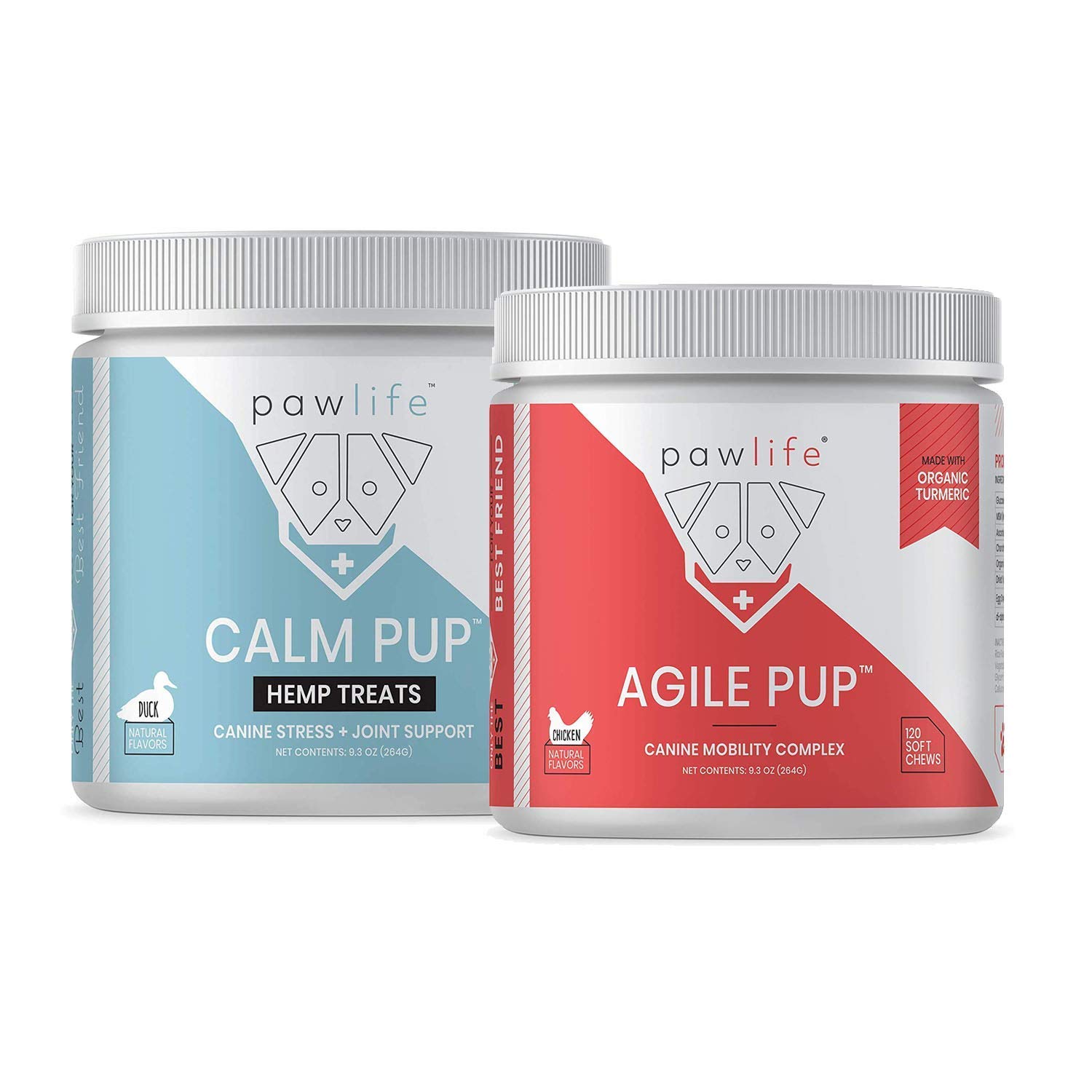 pawlife 120 Soft Chews Calm Pup and 120 Soft Chews Glucosamine for Dogs