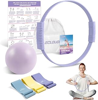 Pilates Essentials Kit for Women, 13.5" Pilates Ring and Ball Set with Resistance Bands for Home Workouts, Portable Pilates Kit with Bag & Training Poster for Full Body Exercise