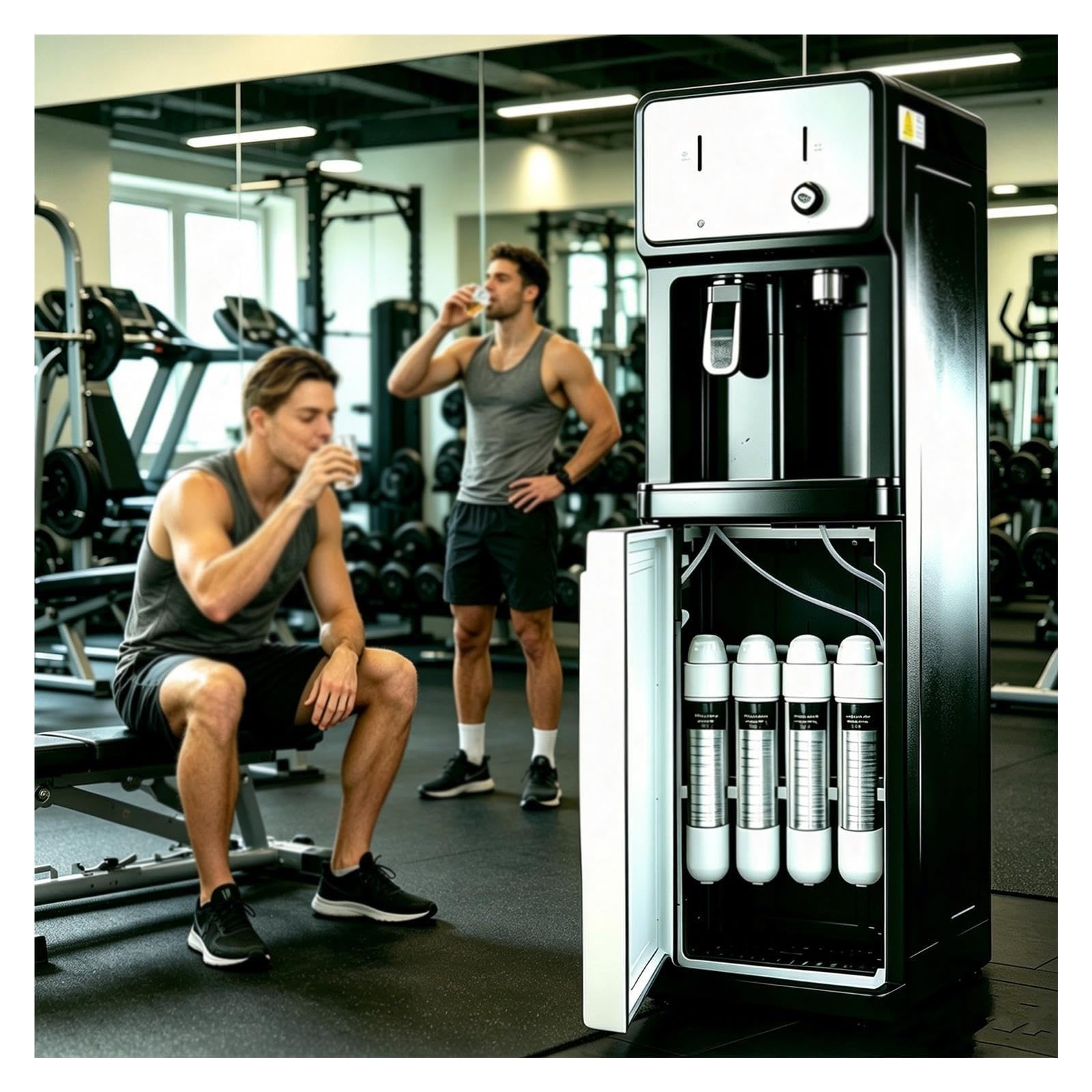 Refrigeratore d'acqua, dispenser acqua ufficio, Filtrazione a 4 stadi, Erogatore Acqua Fredda Calda e Ambiente per case, uffici, palestre e altri spazi commerciali