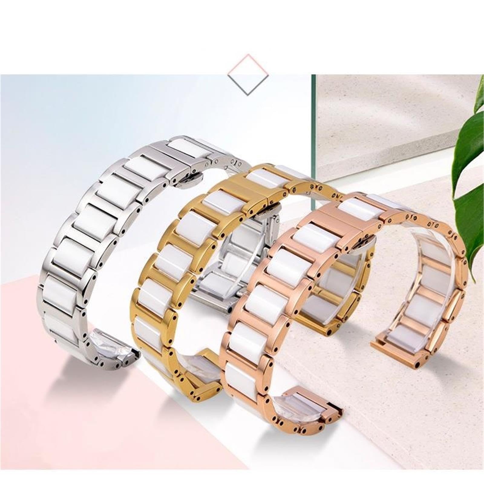Elegante cinturino for orologio in ceramica da donna, classico, comodo e resistente, 22 mm