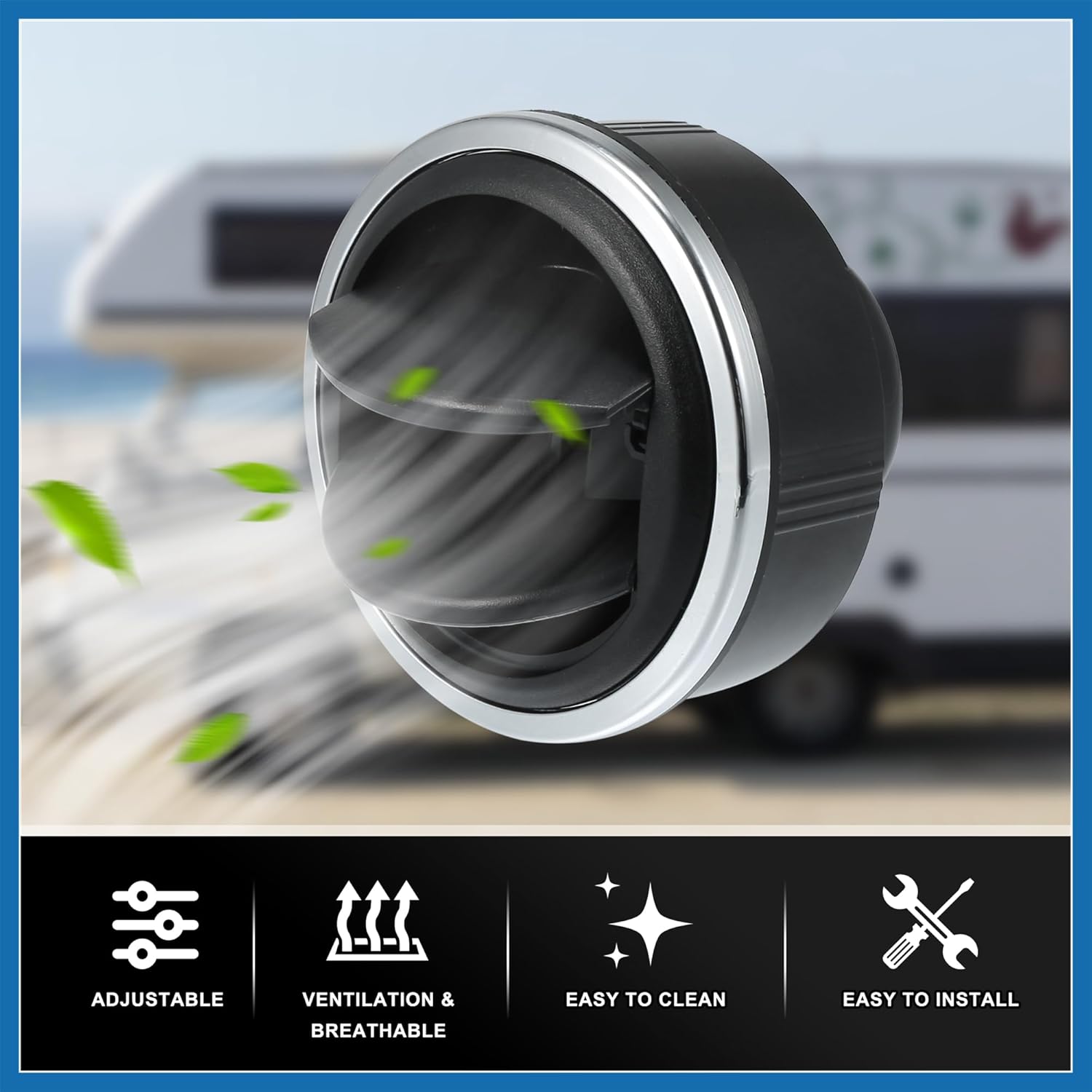 4Pcs Rotating Round AC Air Outlet Vent Louvered Dashboard Electroplate Knob for RV Bus Boat Yacht 85mm 76mm 46mm Item Replacement