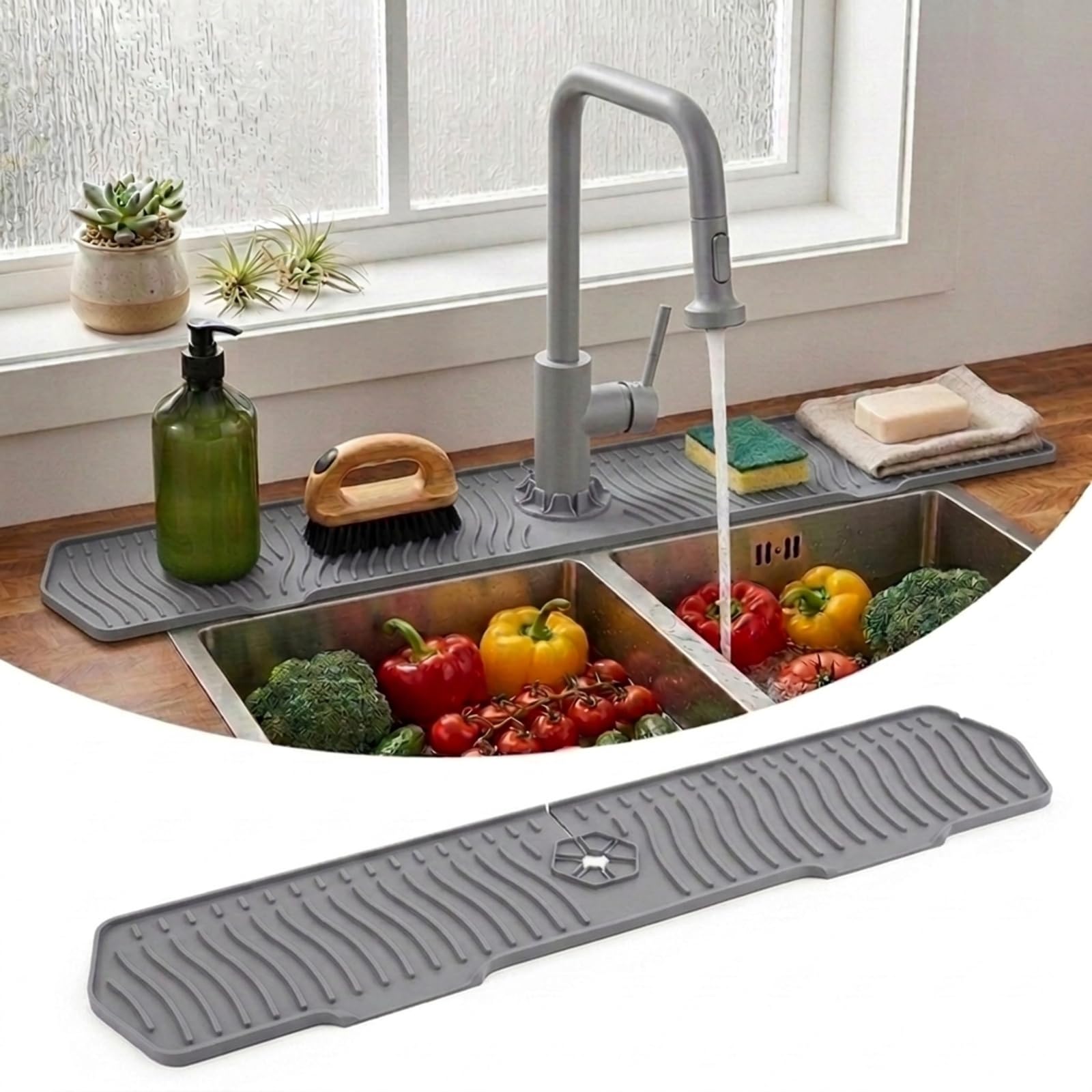 Tarqite 1 Pcs 30 Inch Sink Splash Guard Mat –Faucet Mat for Kitchen Sink for Kitchen & Bathroom, Quick-Dry Countertop Protector